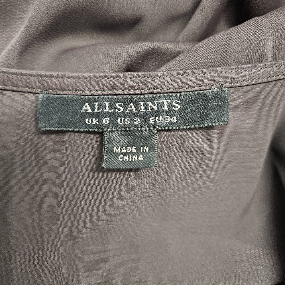 AllSaints sleeveless draped V-neck AURES dress size 2 - Picture 10 of 10